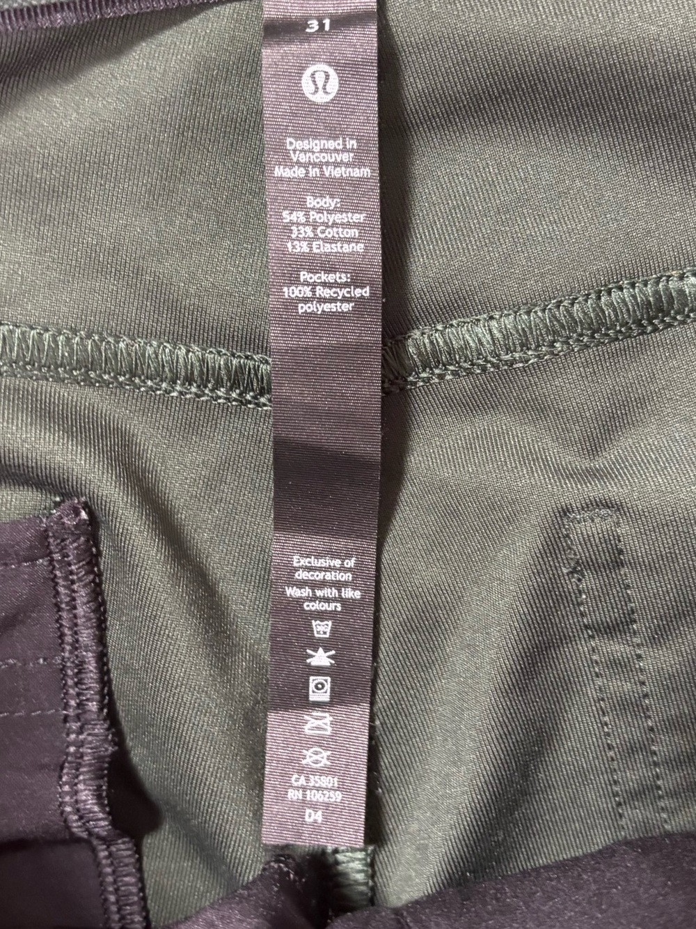 Lululemon ABC Skinny Pant 31 Dark Olive Reflective Cuff Stretch 5 Pocket - Picture 3 of 16